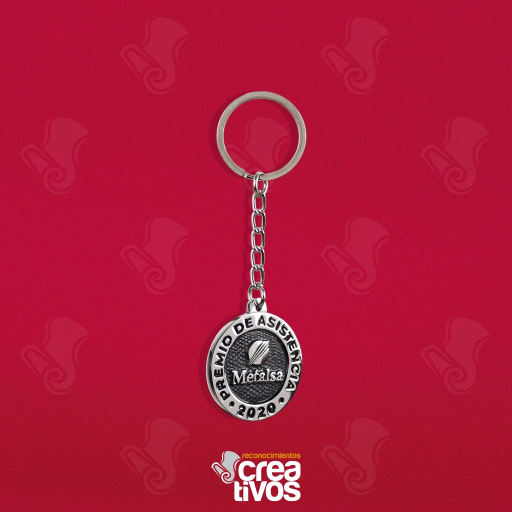 Llavero Personalizado Plateado Circular de Metalsa