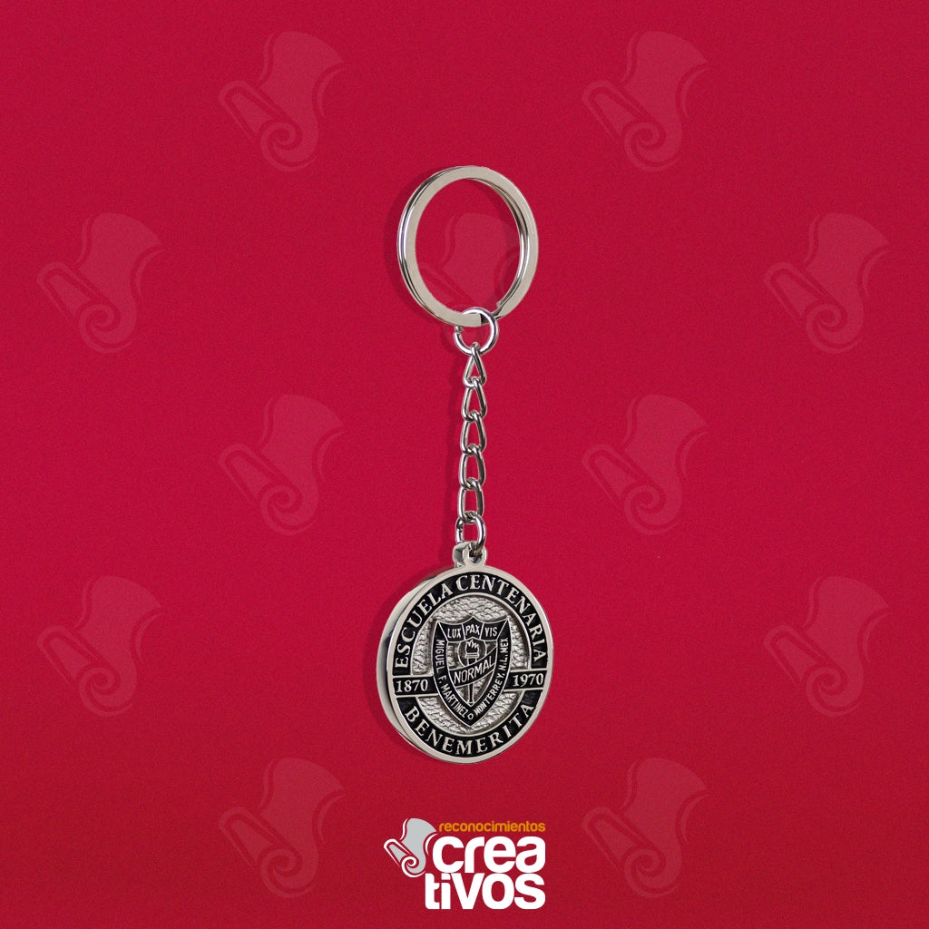 Llavero Personalizado Plateado de Escuela Normal "Miguel F. Martinez"