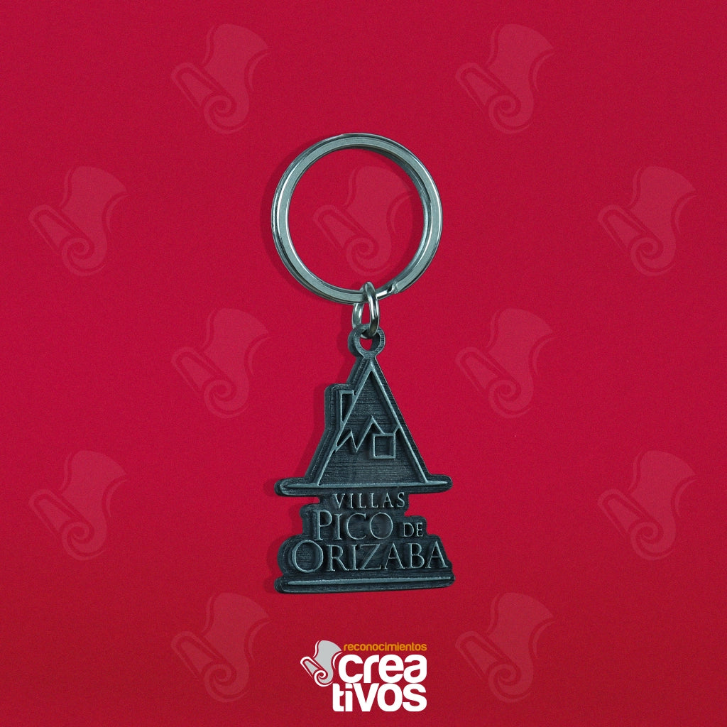 Llavero Personalizado Plateado de Villas Pico de Orizaba
