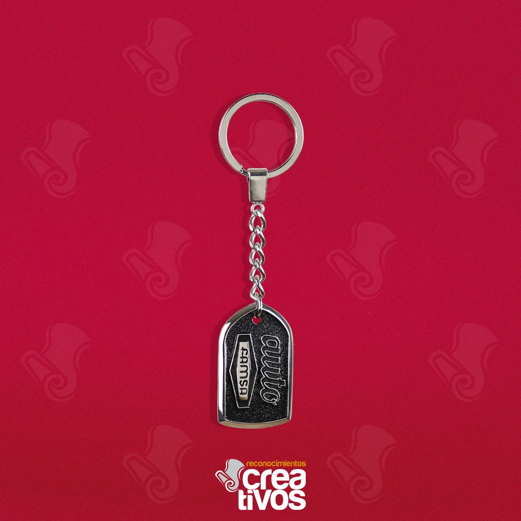 Llavero Personalizado Plateado Rectangular de Auto Famsa