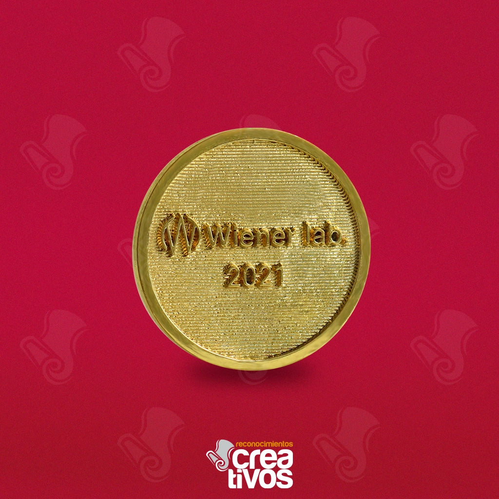 Moneda Personalizada Dorada de Wiener Lab