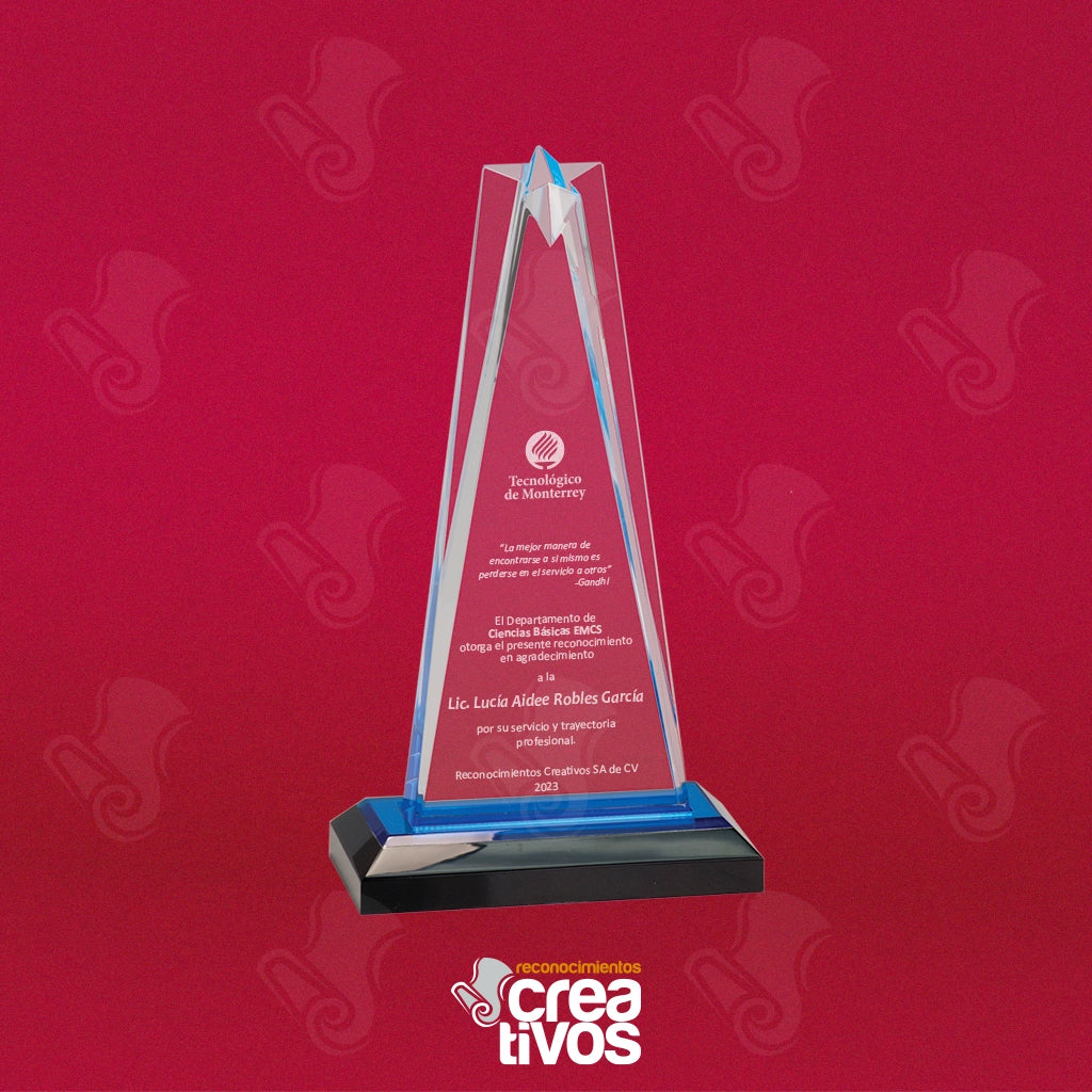 Reconocimiento de Acrílico Grabado Personalizado Estrella Azul