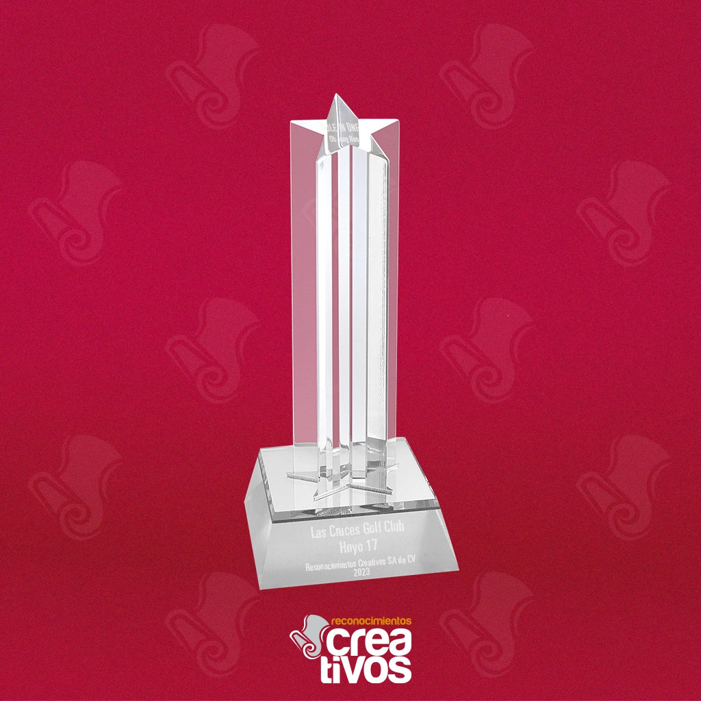 Reconocimiento de Acrílico Grabado Personalizado Estrella Columna Plateada