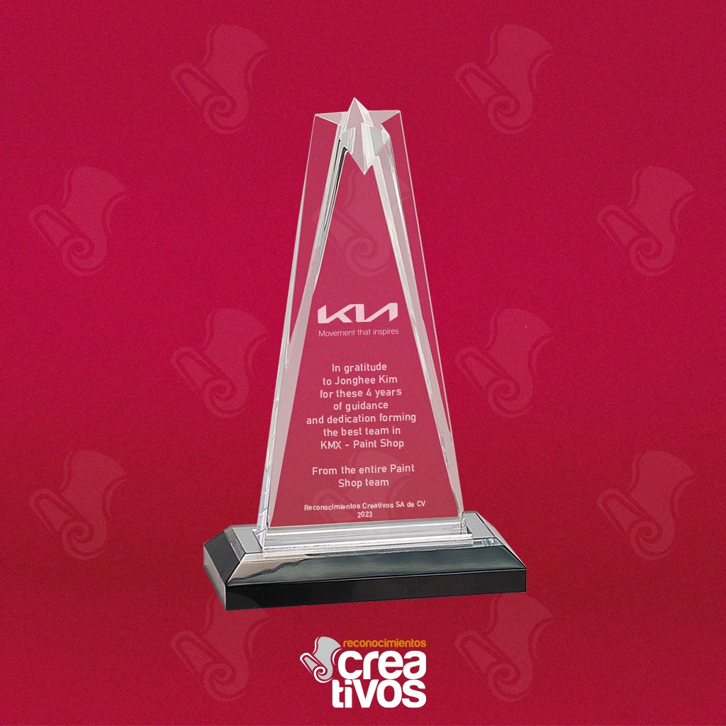 Reconocimiento de Acrílico Grabado Personalizado Estrella Plateada