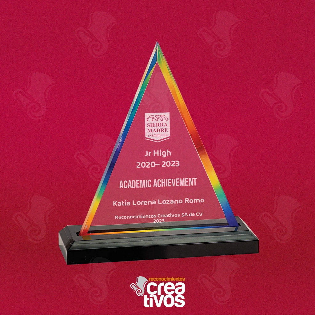 Reconocimiento de Acrílico Grabado Personalizado Triángulo Arcoíris