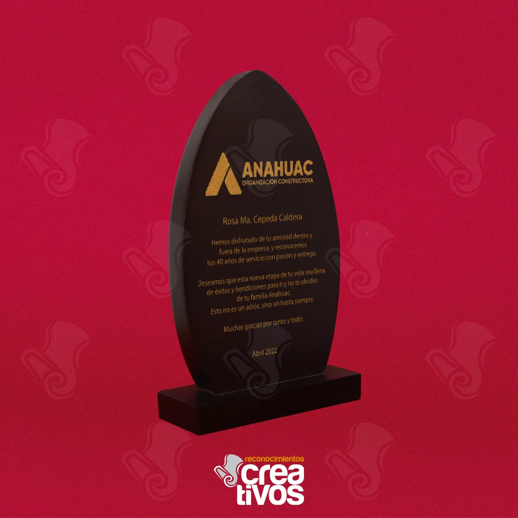 Reconocimiento de Madera Personalizado Ovalado Acabado Café