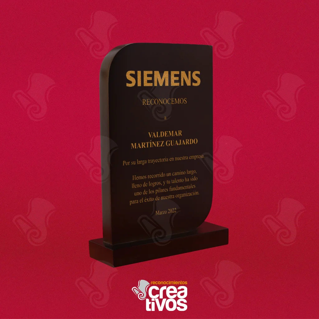 Reconocimiento de Madera Personalizado Rectangular Redondeado Acabado Café