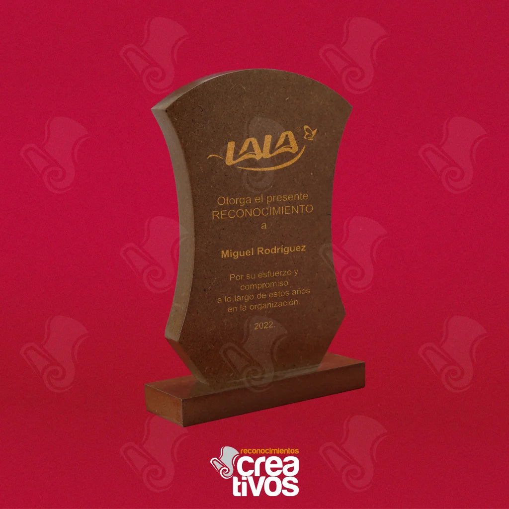 Reconocimiento de Madera Personalizado Escudo Rectangular Acabado Natural