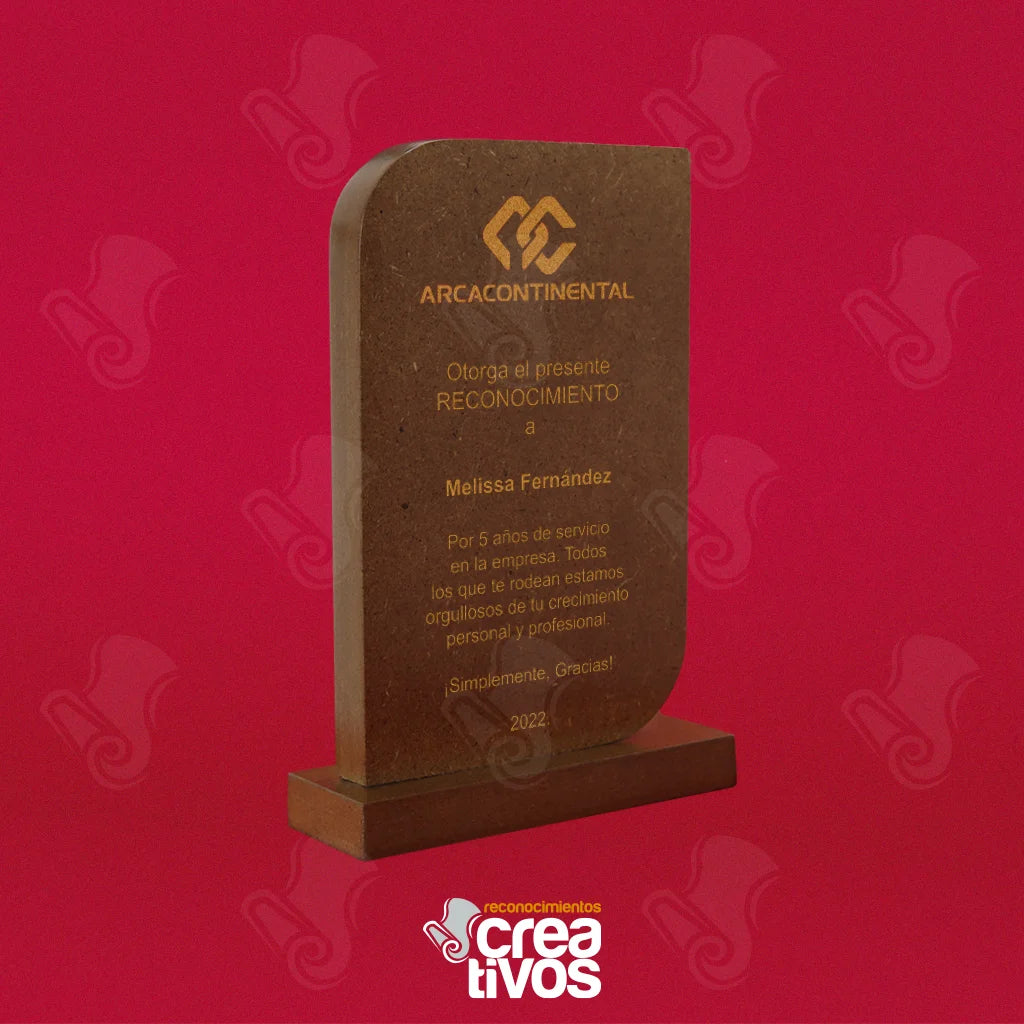 Reconocimiento de Madera Personalizado Rectangular Redondeado Acabado Natural