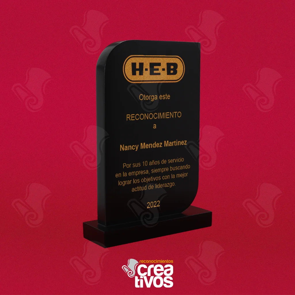 Reconocimiento de Madera Personalizado Rectangular Redondeado Acabado Negro