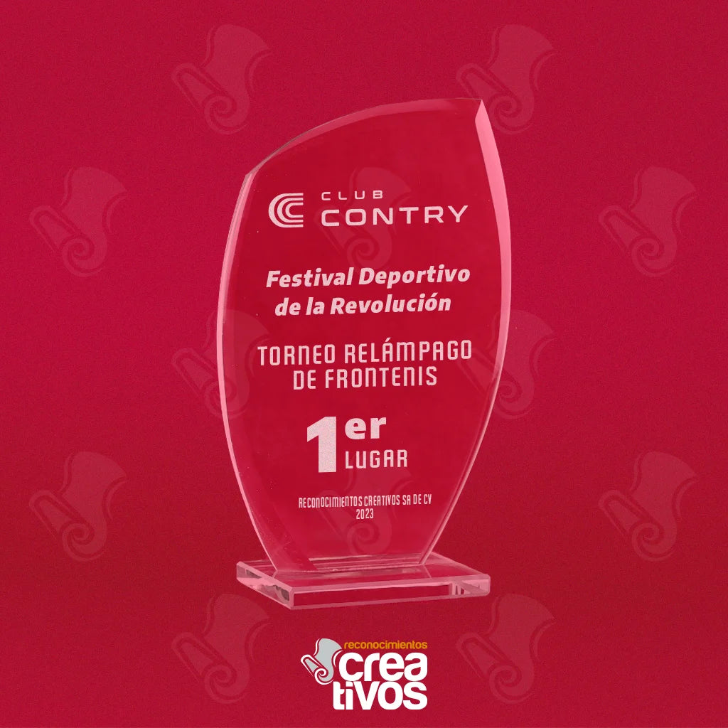 Reconocimiento de Vidrio Grabado Personalizado Aleta