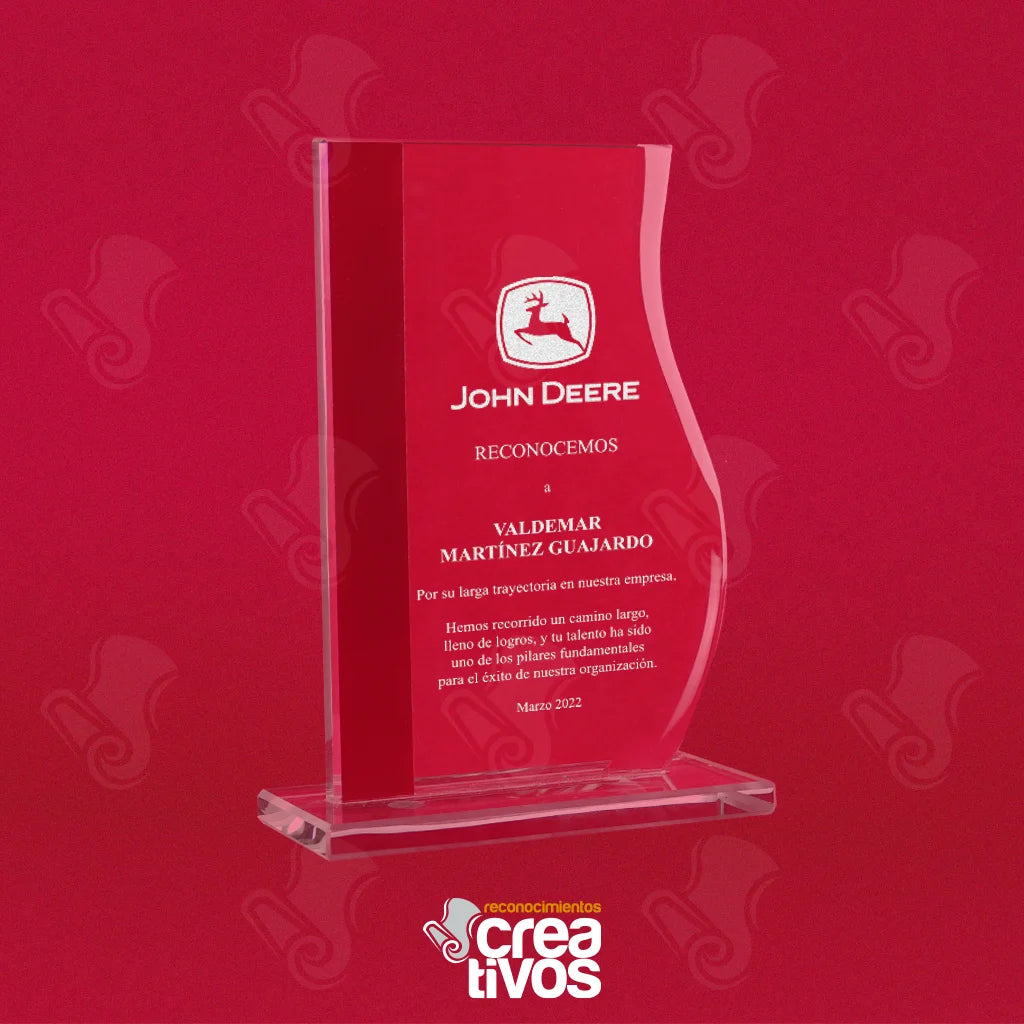 Reconocimiento de Vidrio Grabado Personalizado Onda Vertical