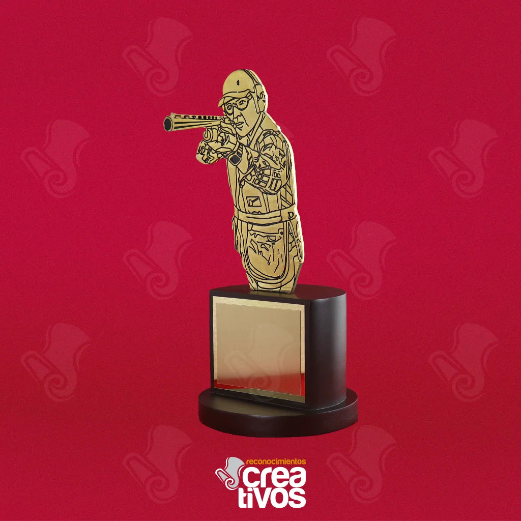 Reconocimiento Metálico Diseño Caza Dorado