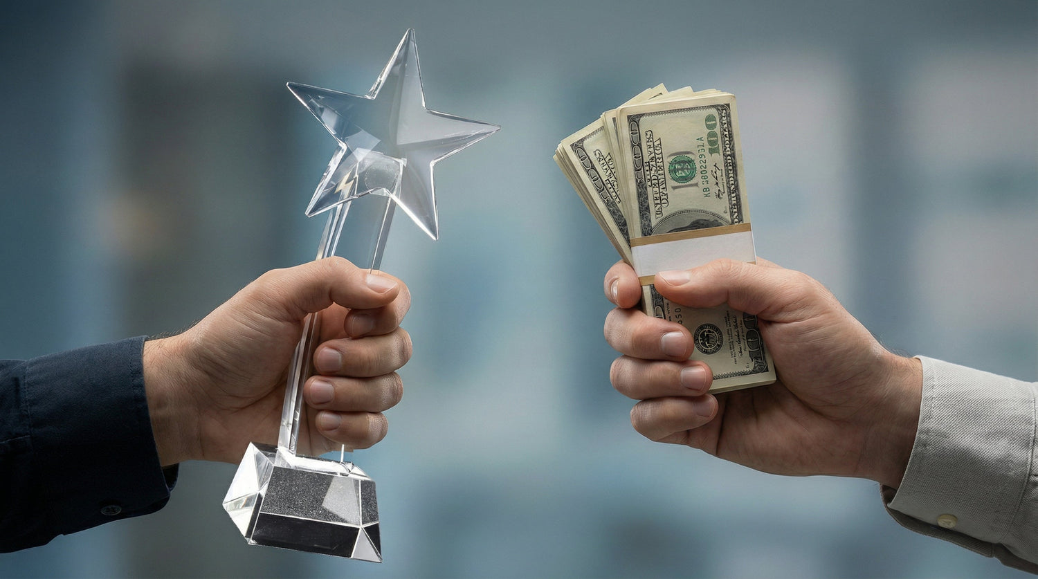 Diferencia entre reconocimiento e incentivo laboral en empresas, representación conceptual de motivación, cultura organizacional y recompensas corporativaS