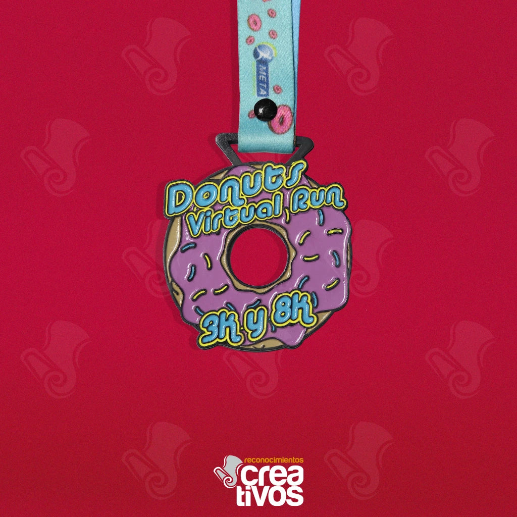 Medalla Personalizada de Donuts Virtual Run | Reconocimientos Creativos