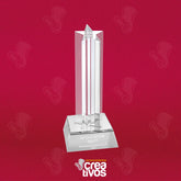 Reconocimiento de Acrílico Grabado Personalizado Estrella Columna Plateada